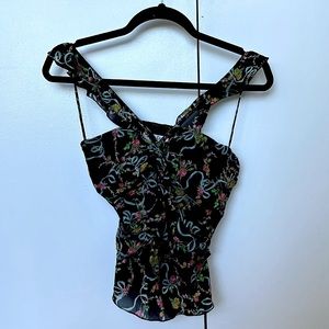 Christian Dior Silk Ruffle Floral Top 38